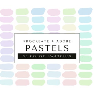 Pastel Color Palette for Procreate, Adobe, and Canva: 30 Curated Swatches