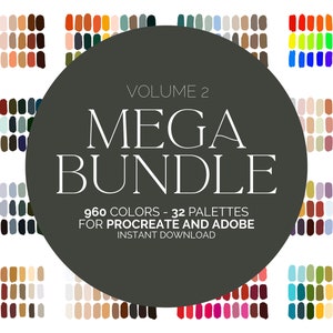 Color Palette Bundle for Procreate and Adobe - 960 Color Swatches - 32 Procreate Color Palettes - 2nd Edition Mega Bundle