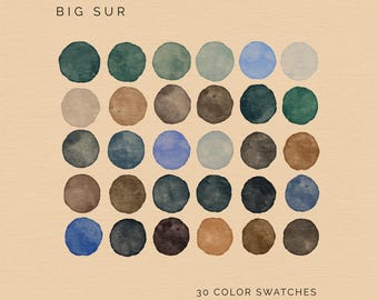 Coastal Color Palette for Procreate and Illustrator: 30 Digital Artist Swatches
