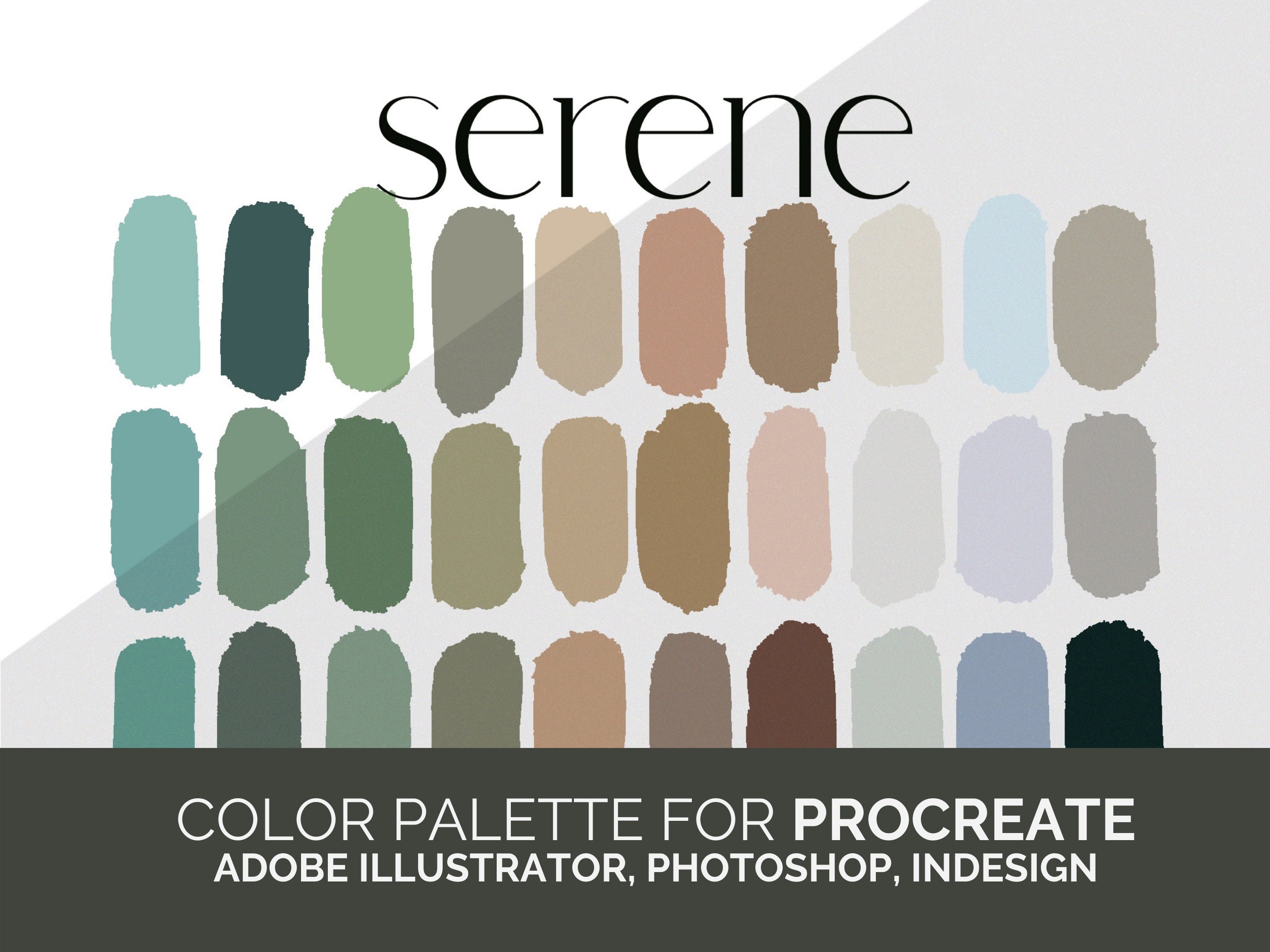 Procreate Palette Serene Color Scheme for Procreate, iPad Illustration,  Hand Lettering, Surface Pattern Design Calming Spa Colors 