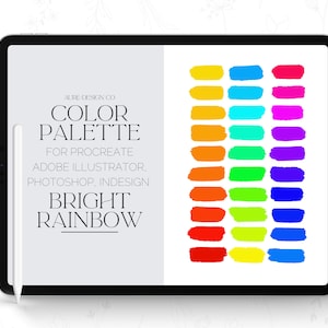 Bright Rainbow Color Palette: Procreate, Photoshop, Illustrator (Digital Download)