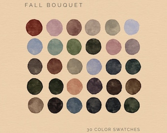Digital Color Palette for Procreate, Illustrator, Photoshop: Fall Bouquet Autumn Tones