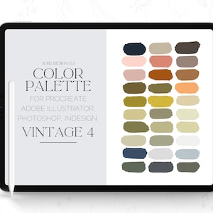 Vintage Color Palette for Adobe Illustrator - Procreate Color Swatches for Digital Illustration, Branding, and Design