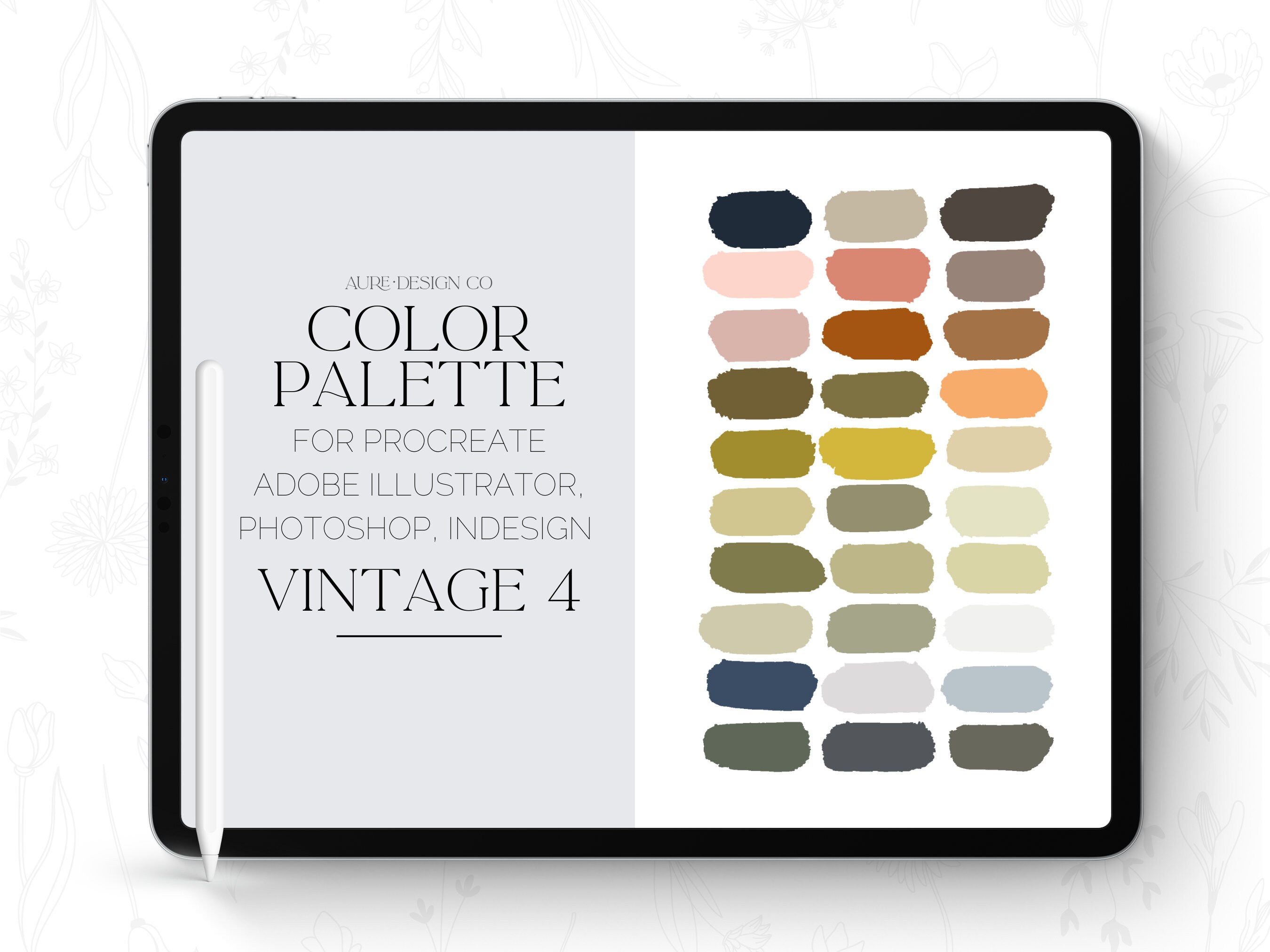 Vintage Color Palette for Adobe Illustrator Procreate Color Swatches