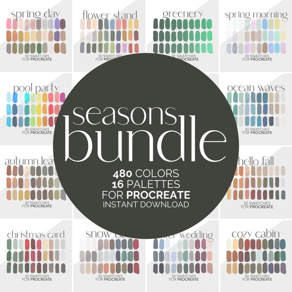 Seasonal Color Palette Bundle for Procreate 480 Color | Etsy Canada