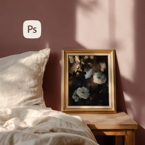 Golden Frame Mockup with Editable Wall Color: PSD Smart Object + JPEG