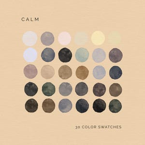 Calm Neutrals Procreate Color Palette: Digital Watercolor Swatches