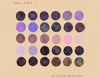 Purple Galaxy Color Palette: 30 Swatches for Procreate, Photoshop, and Illustrator