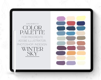 Procreate Farbpalette - Winter Sky Inspired Color Scheme for Procreate - Digital Paint Colors for Nature Landschafts and Digital Watercolor