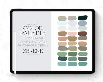 Procreate Palette - Serene Farbschema für Procreate, iPad Illustration, Hand Lettering, Surface Pattern Design - Beruhigende Spa-Farben