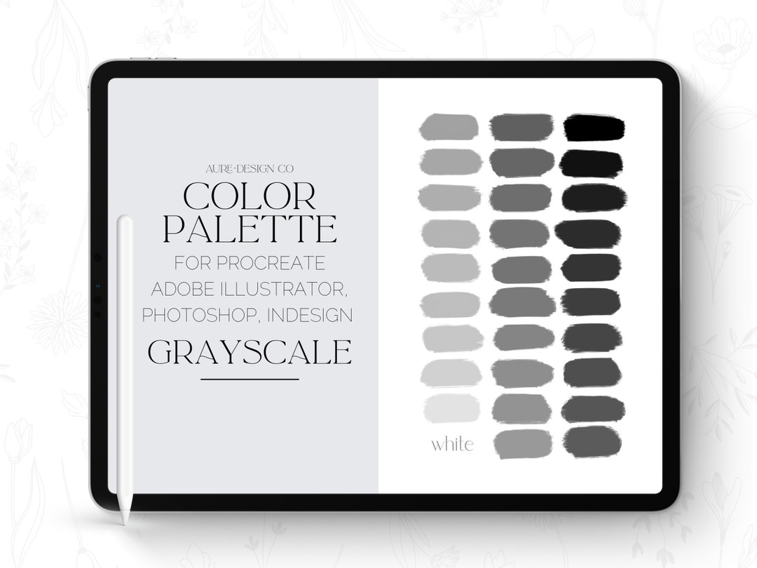 Grayscale Procreate Color Palette - Shades of Gray Swatches for Adobe ...