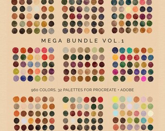 Procreate + Adobe Color Palette Bundle: 960 Colors (Instant Download)