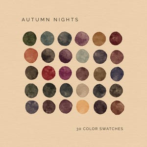 Autumn Nights Color Palette: 30 Moody Colors for Procreate & Adobe
