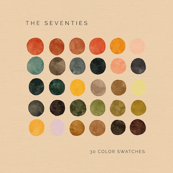70s Color Palette for Procreate, Adobe Illustrator, Photoshop: Retro Branding and Design