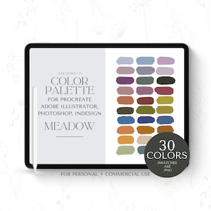Spring Color Palette for Procreate, Wildflower Meadow Color Swatches for Adobe, Dusty Floral Procreate Palette, Muted Spring Flowers