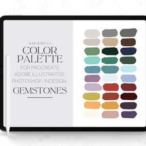 Gemstones Color Palette for Procreate - Gemstones Color Swatches for Adobe Illustrator, InDesign, and Photoshop