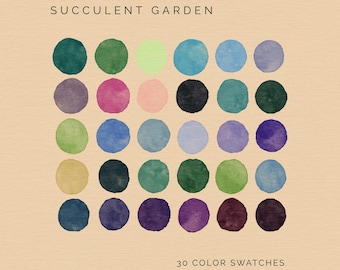 Succulent Garden Color Palette: 30 Procreate & Adobe Swatches