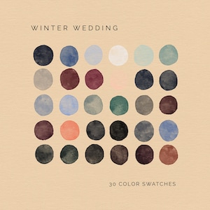 Winter Wedding Color Palette - 30 Swatches for Procreate, Adobe Photoshop, Illustrator, and InDesign