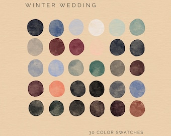 Winter Wedding Color Palette - 30 Swatches for Procreate, Adobe Photoshop, Illustrator, and InDesign