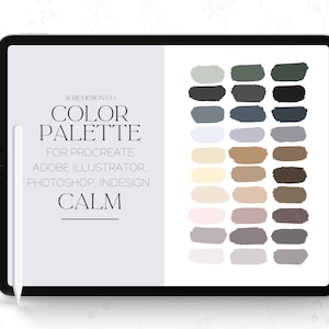 Muted Neutrals Procreate Color Palette - Calm - Digital Watercolor Paint Colors for Digital Illustration and Hand Lettering