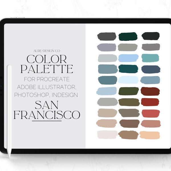 Color Palette for Procreate - San Francisco Inspired Swatches - Cityscape Color Swatches for Digital Art, Hand Lettering, and Pattern Design