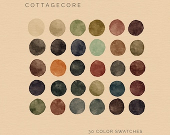 Cottagecore Color Palette: 30 Swatches for Procreate, Illustrator, Photoshop