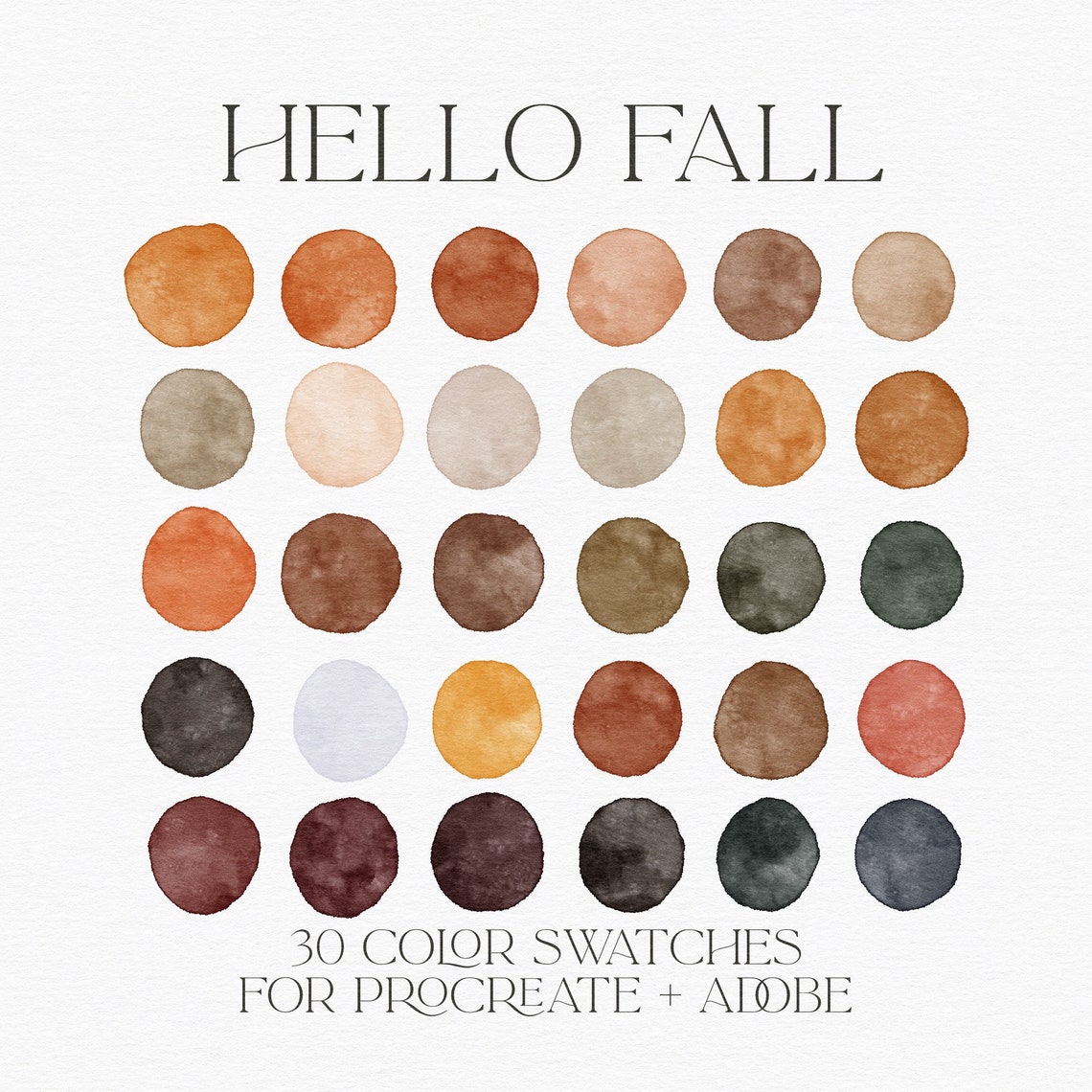 Fall Color Palette for Procreate, Autumn Color Swatches for Adobe, Warm