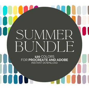 Summer Color Palette Bundle for Procreate and Adobe - 120 Bright Seasonal Colors for Photoshop and Illustrator