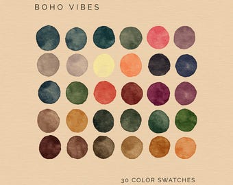 Boho Vibes Color Palette: 30 Swatches for Procreate, Photoshop, Illustrator