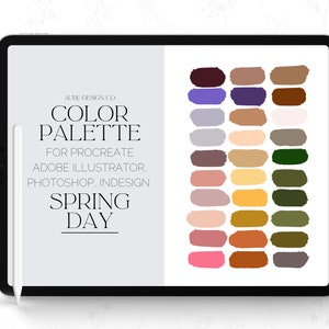 Paleta de cores Procreate - Esquema de cores inspirado no Spring Day para Procreate - Ferramentas para designers de papelaria e letristas manuais