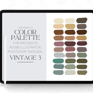 Procreate Color Palette - Vintage Color Swatches - Earthy Tones - Digital Watercolor Paint Swatches for iPad Illustrations