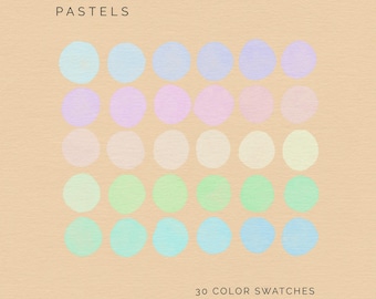 Pastel Color Palette for Procreate, Adobe, and Canva: 30 Curated Swatches