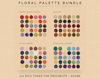 Floral Color Palette Bundle: 120 Botanical Colors for Procreate & Adobe