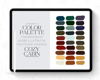 Procreate Farbpalette - Cozy Cabin - Winter inspirierte Farbschema für Procreate - Adobe Photoshop und Illustrator Swatches für Designer