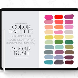 Candy Colored Color Palette for Procreate - Sweet Swatches for Adobe Illustrator and Photoshop - Sugar Rush by Aure Design Co