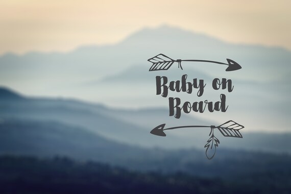 Baby On Board Vinyl Decal Whimsicle/Hipster themed Car Sticker Surface Washable 