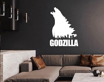 GODZILLA Wall Graphic Vinyl Decal | Sticker Lounge Games Room Theatre Office Decor Bedroom Doors Permanent+Removable Surface Washable 10YrLf