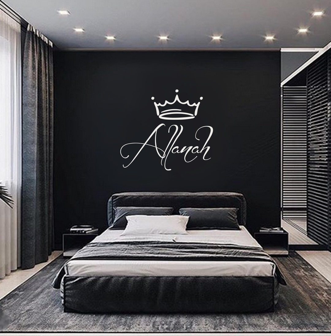 Custom Name Crown Wall Art Vinyl Decal-sticker Office Lounge Doors ...
