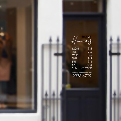 Shopfront Window Trading Hours Signage Commercial Decal Etsy