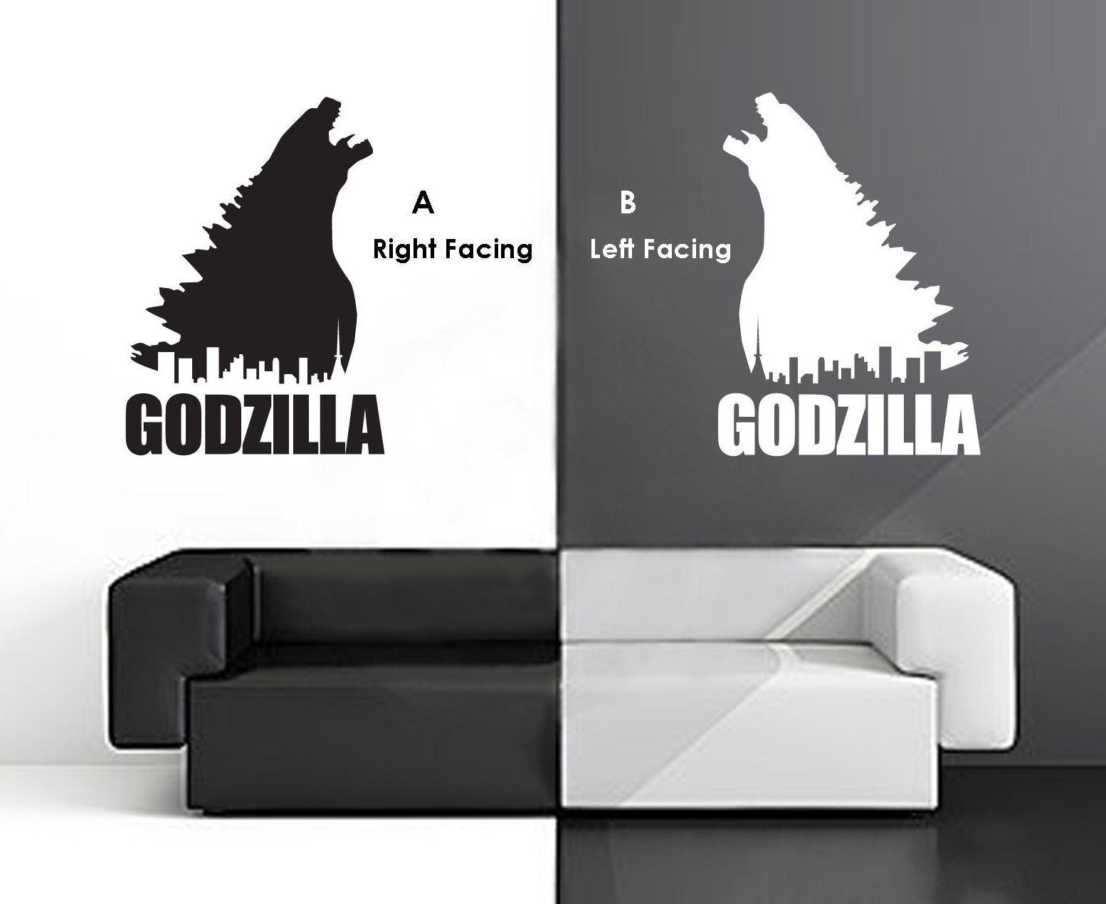 GODZILLA Wall Graphic Vinyl Decal Sticker Lounge Games Room Etsy