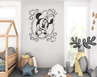 Minnie inspired Wall-Door Graphic Decal/Sticker Kids Bedroom Nursery Disney Decor Day Care Waterproof+Surf.Wash Permanent+Removable 10YrLife