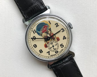 POBEDA Belka Strelka, montre chien spatial soviétique, montre chiens astronautes, montre soviétique, montres pour hommes, montre vintage, montre unisexe, pobeda, montre