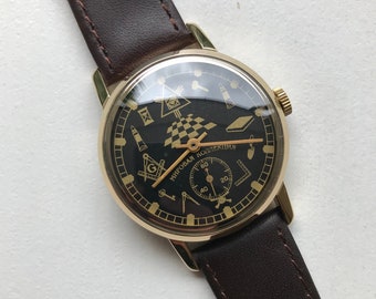 montre vintage, Pobeda Masonic, montre mécanique, montre militaire, montre soviétique, cadeau pour lui, montre maçonnique, maçonnique, montre urss, 2602, montre