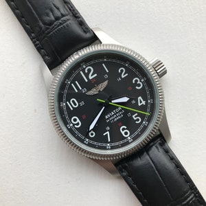 Orologio meccanico da aviatore vintage, stile militare URSS, 40 mm