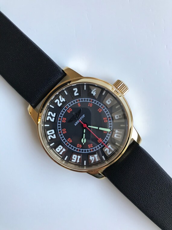 超レアな RAKETA Aviation 24 時間腕時計、ヴィンテージ メンズ腕時計 