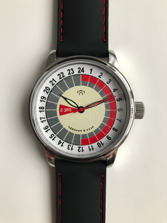 Soviet Wrist Watch 24 Hour Dial Watch Raketa 24 Watch Etsy