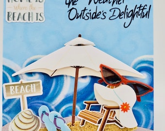Beach Greeting Card: Handmade Vacation Card with Umbrella