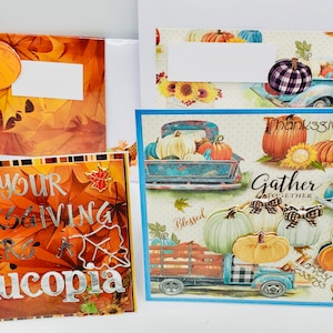 Tarjetas de felicitación de Acción de Gracias: Espero que su Día de Acción de Gracias ofrezca una cornucopia de bendiciones, familiares y amigos/Reúnanse y agradezcan a la familia 4