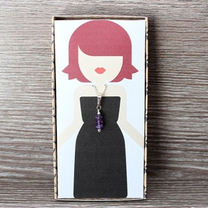 February Birthday Amethyst Birthstone 16" Sterling Silver Necklace