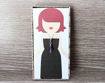 February Birthday Amethyst Birthstone 16" Sterling Silver Necklace